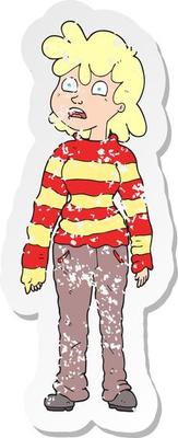 retro distressed sticker of a cartoon teenager