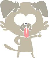 flat color style cartoon dog with tongue sticking out vector