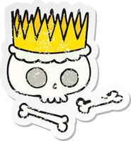 retro distressed sticker of a cartoon crown vector