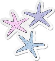 sticker of a cartoon starfish vector