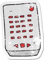 retro distressed sticker of a cartoon remote control vector