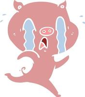 crying pig flat color style cartoon vector