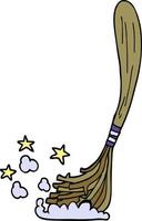 cartoon doodle magic broom vector