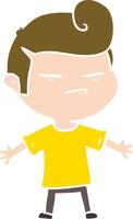 flat color style cartoon cool guy with fashion hair cut vector