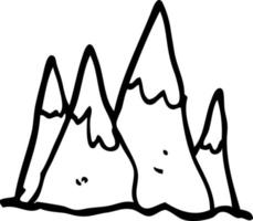 line drawing cartoon mountain range vector