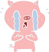 crying pig flat color style cartoon vector