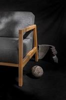 armchair, chair, individual sofa, solid natural wood structure, seat and back in fabric