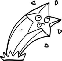 line drawing cartoon shooting star vector