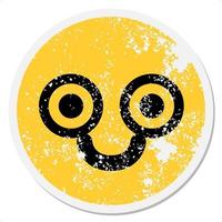 happy staring face circular sticker vector