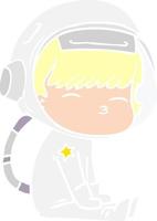 astronauta curioso de dibujos animados de estilo de color plano vector