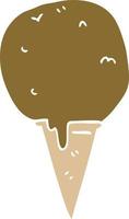 cono de helado de garabato de dibujos animados vector