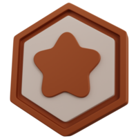 distintivo de estrela de bronze de renderização 3D isolado png