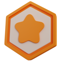 3d rendering gold star badge isolated png