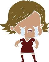 flat color style cartoon girl crying vector