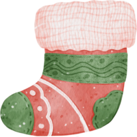 linda navidad calcetín acuarela mano dibujar ilustración png