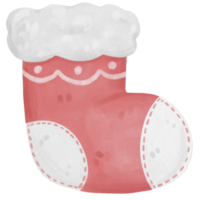 linda navidad calcetín acuarela mano dibujar ilustración png