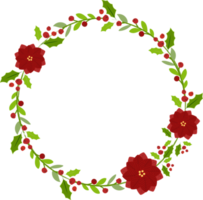 christmas poinsettia flower minimal wreath png