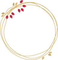 golden christmas wreath with red calligraphy png