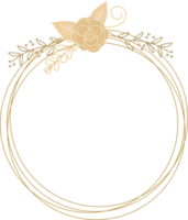 minimal golden rose doodle wreath frame png