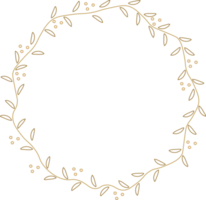 minimal golden rose doodle wreath frame png