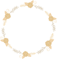 minimal golden rose doodle wreath frame png