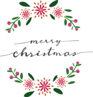 Christmas wreath frame with merry christmas calligraphy png