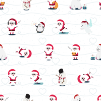 cute flat style Christmas characters seamless pattern png