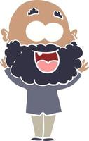 flat color style cartoon crazy happy man with beard vector