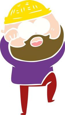 flat color style cartoon surprised bearded man
