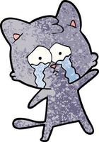 crying cartoon cat vector