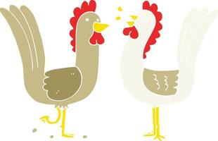 flat color style cartoon chickens vector