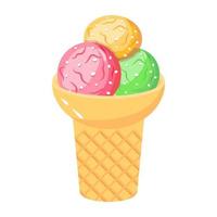 mira este colorido ícono plano de helado vector