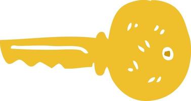 cartoon doodle gold key vector