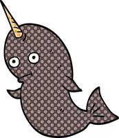 cartoon doodle narwhal vector