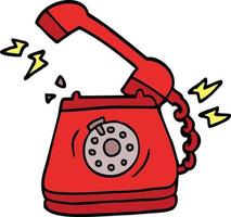 cartoon doodle old rotary dial telephone vector