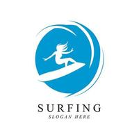 surfing logo vector template design