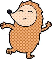 cartoon doodle happy hedgehog vector