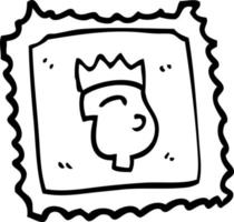 line drawing cartoon stamp with royal face vector