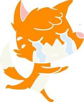 crying fox flat color style cartoon vector