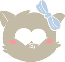 cute flat color style cartoon kitten face vector