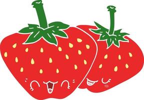 fresas de dibujos animados de estilo de color plano vector