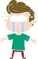 flat color style cartoon crying man vector