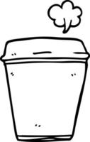 taza de café de dibujos animados de dibujo lineal vector