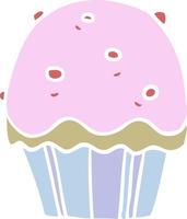 flat color style cartoon cupcake vector