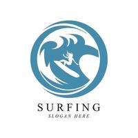 surfing logo vector template design