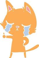 gato de dibujos animados de estilo de color plano llorando vector