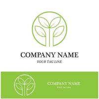 leaf logo and vector template line art style