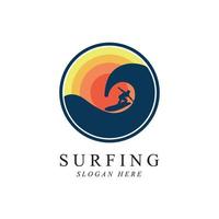 surfing logo vector template design