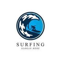 surfing logo vector template design