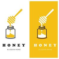 set of creative honey logo with slogan template vector